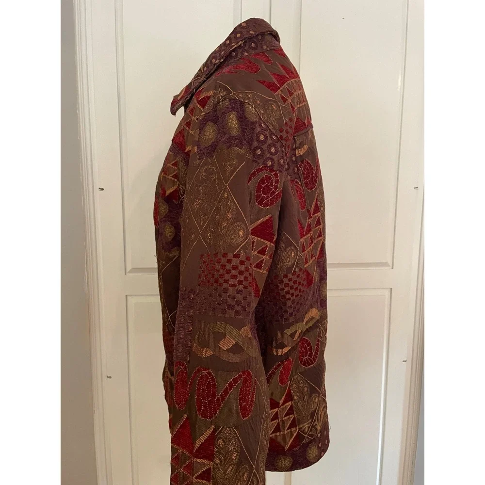 CJ Banks Women's Tapestry Patchwork Zip Up Jacket Size X/14W Boho Western‎
